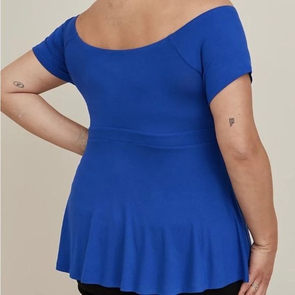TORRID Babydoll Soft Tie - Front off - Shoulder Top Size 3 (3X) Color Blue - Picture 2 of 7